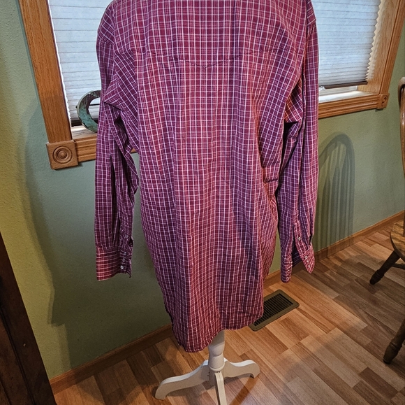 Ely Cattleman large button down long sleeve shirt with pearl snaps. Red & white - Picture 3 of 9